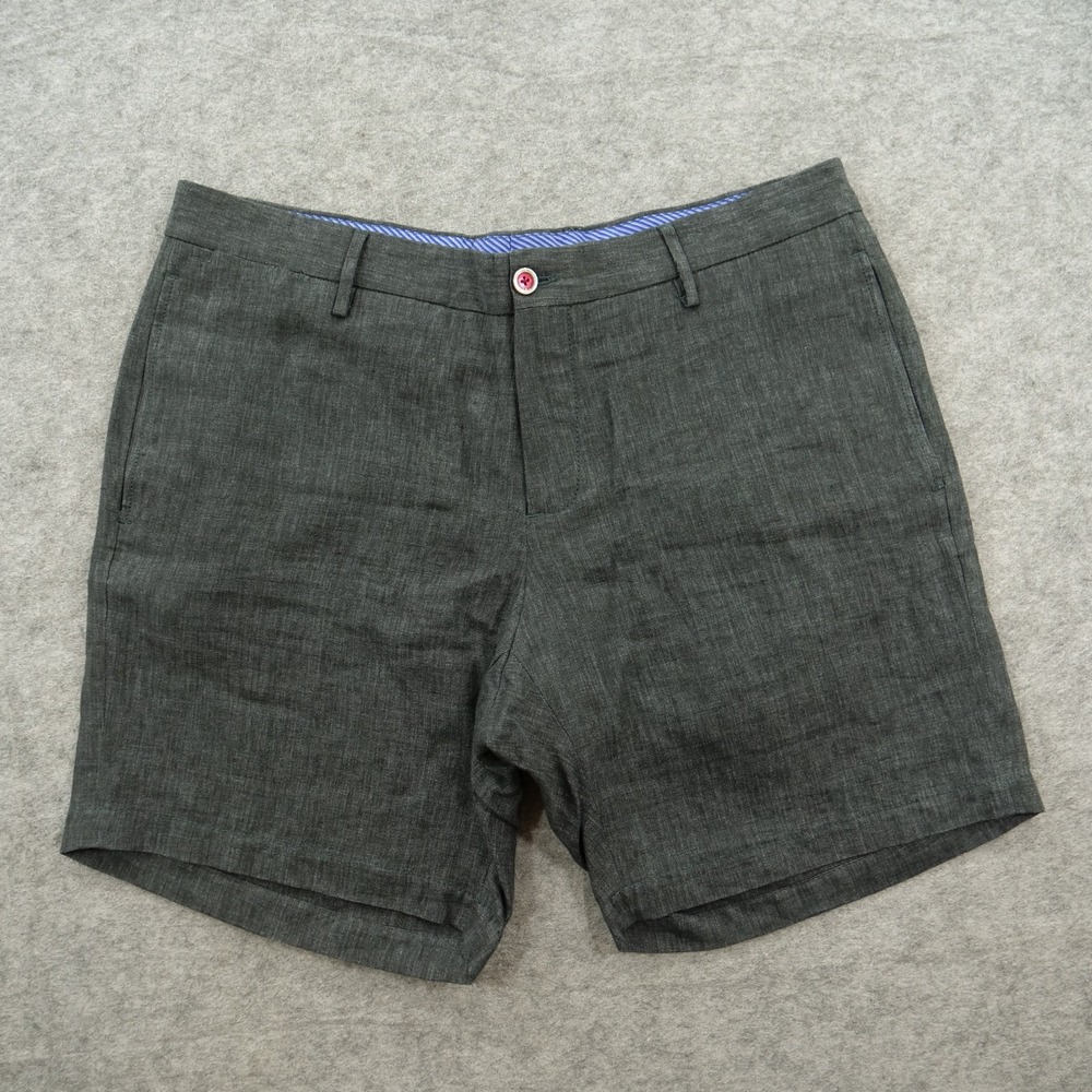 Paul Taylor Shorts Mens 32 Gray Bermuda Fhambray Linen Flat Front